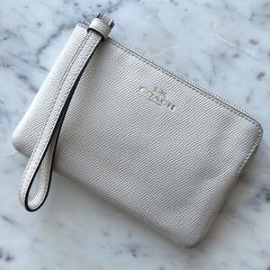Coach Cream Leather Wristlet, Zipper Wallet